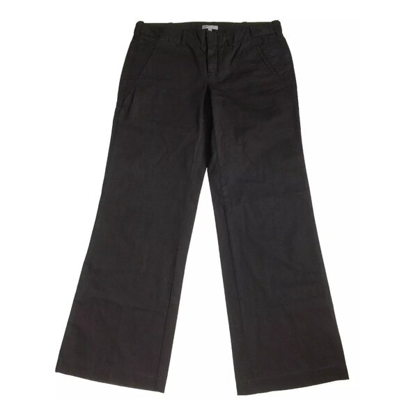 VINCE Black Wide Leg Waist Detail Logo Buttons Pant - Picture 1 of 10